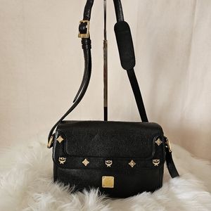 MCM Black Crossbody Bag with Gold Accents